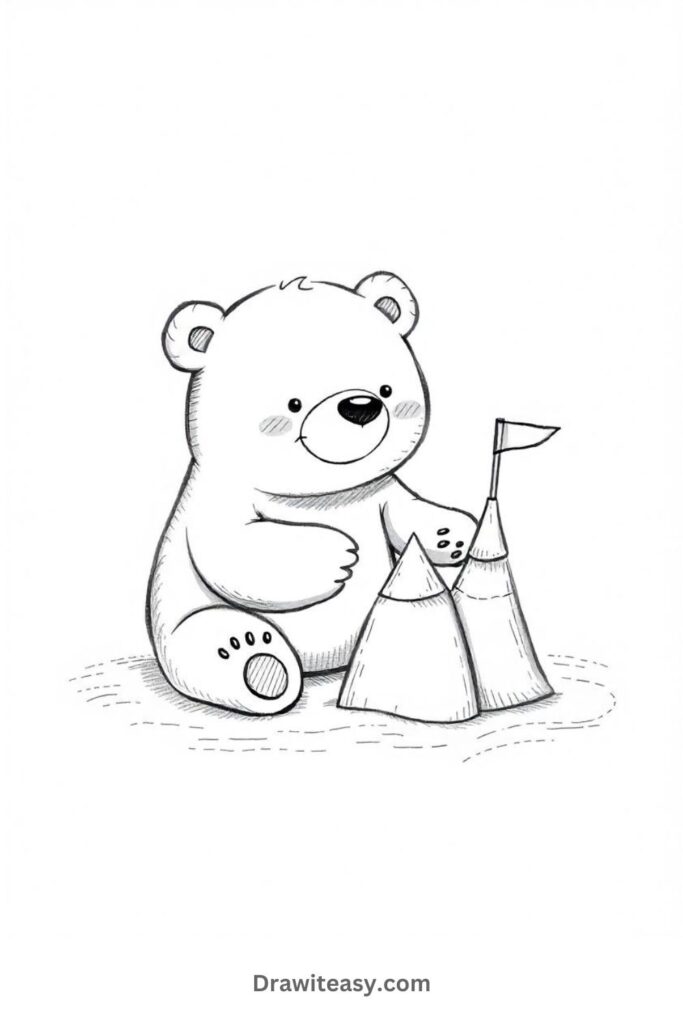 Bear Making a Sandcastle