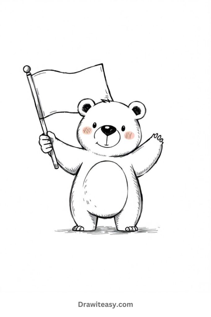 Bear Waving a Flag