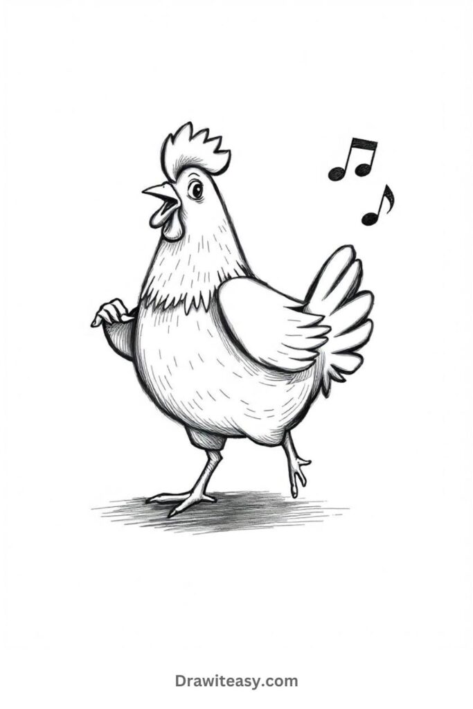 Chicken Dancing with Music Notes