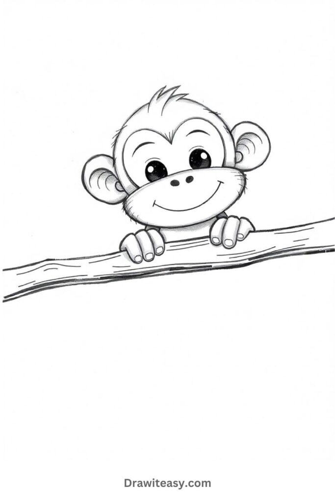 Curious Monkey Peeking Over a Branch