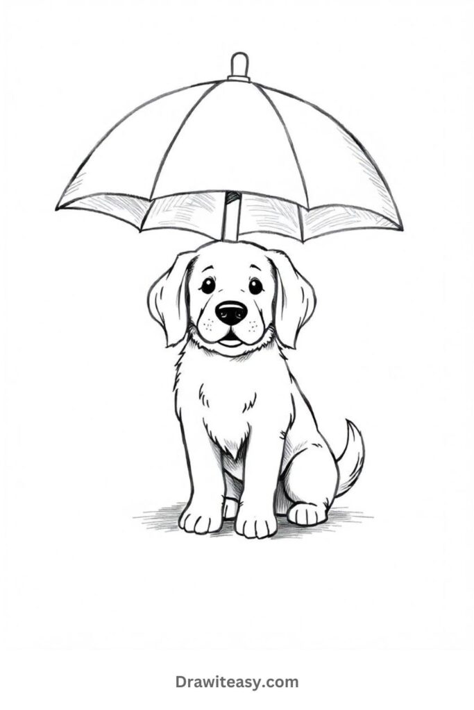 Dog Under an Umbrella