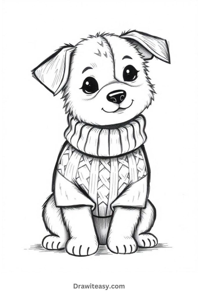 Dog with a Knitted Sweater