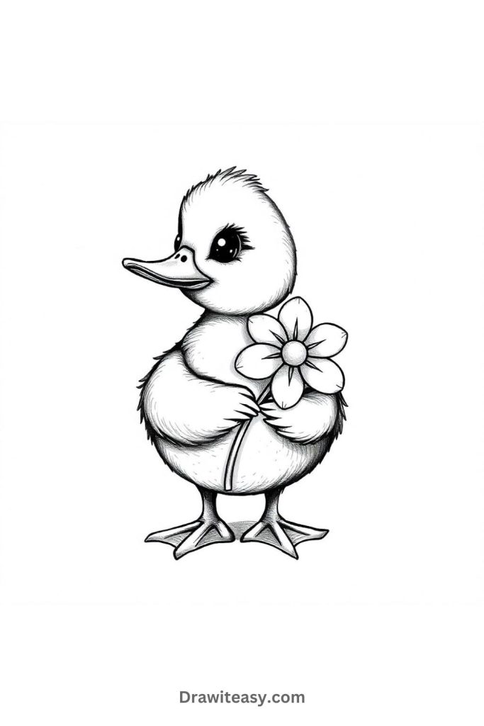 Duck Holding a Flower