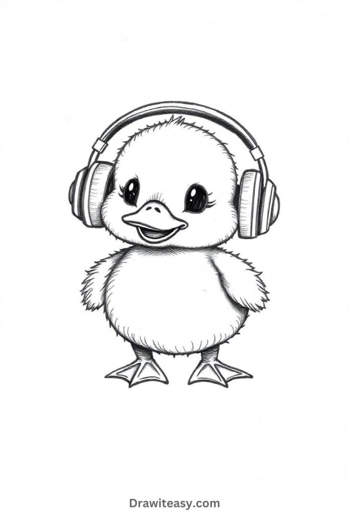 Duckling Wearing Headphones