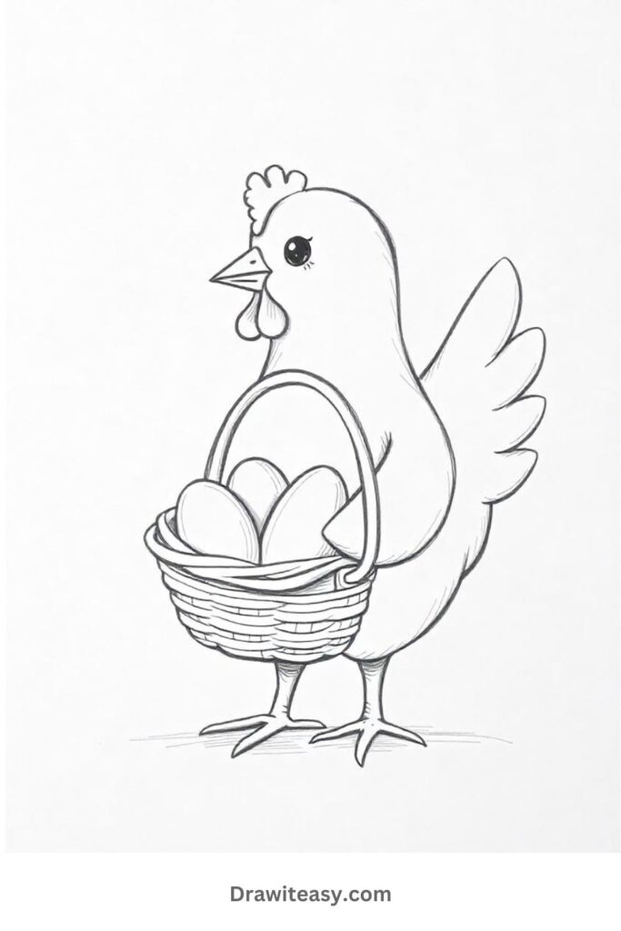 Hen with a Basket of Eggs