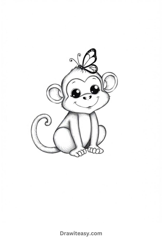 Monkey with a Butterfly on Its Head