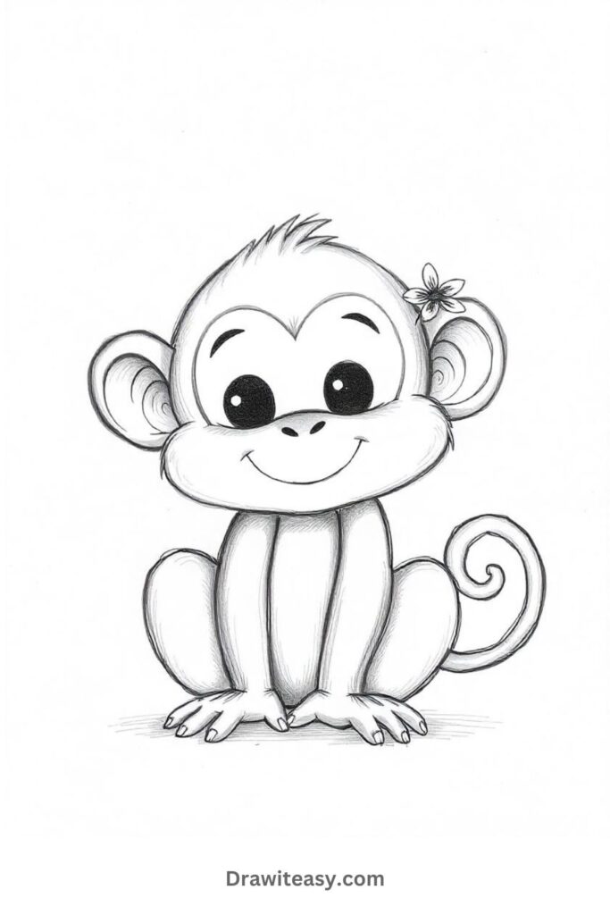 Monkey with a Flower Behind Its Ear