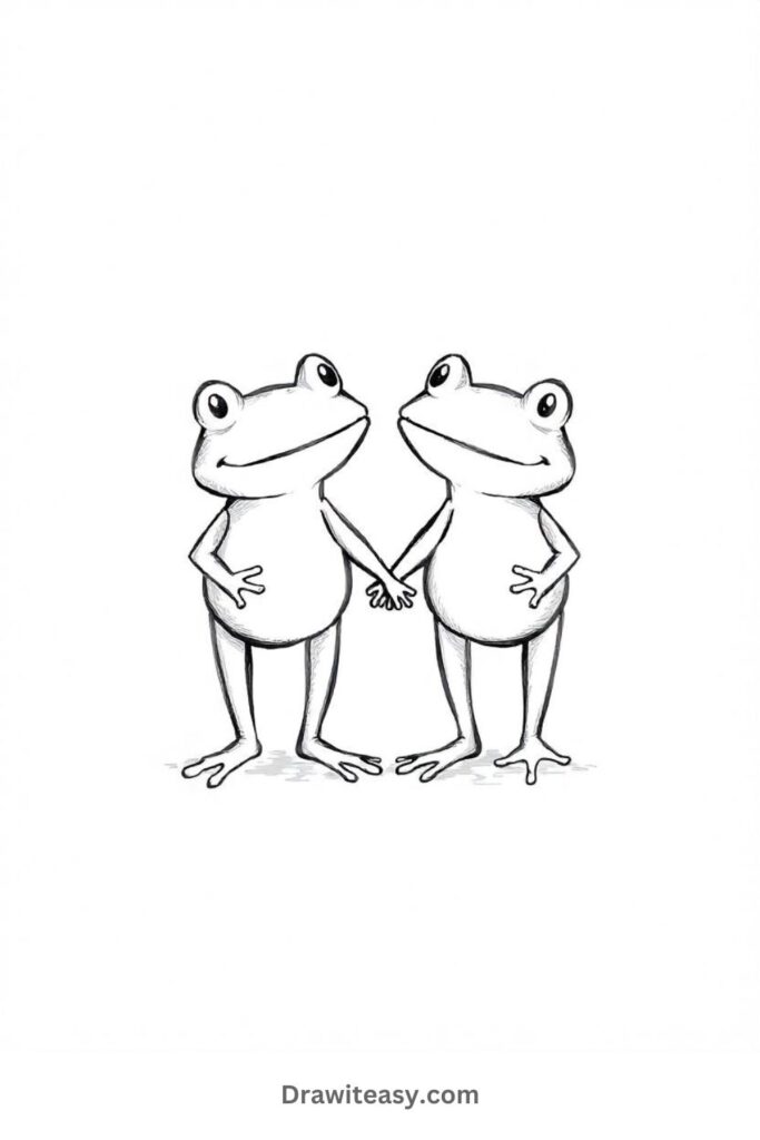 Two Frogs Holding Hands