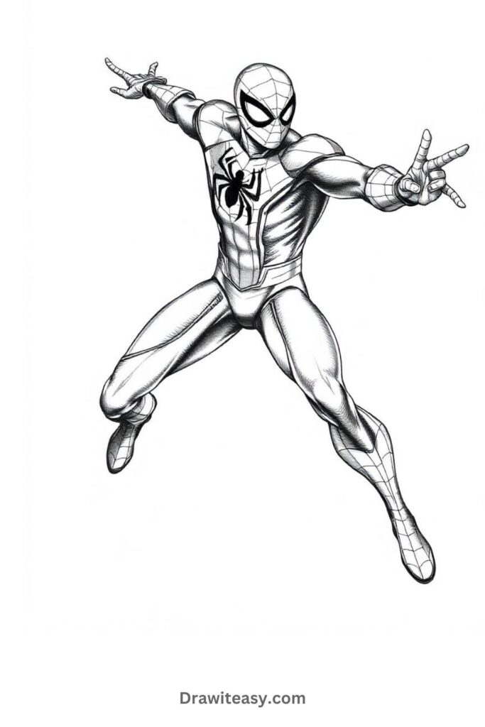 Spider-Man in Action Pose Outline (1)