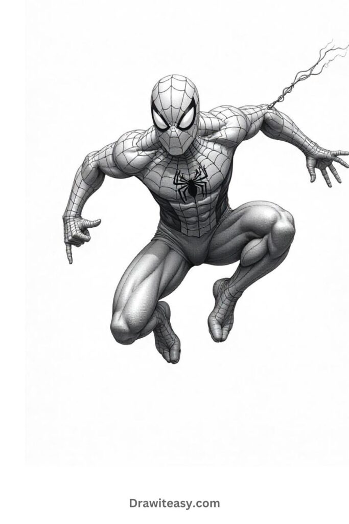 Spider-Man in Action Pose Outline (2)