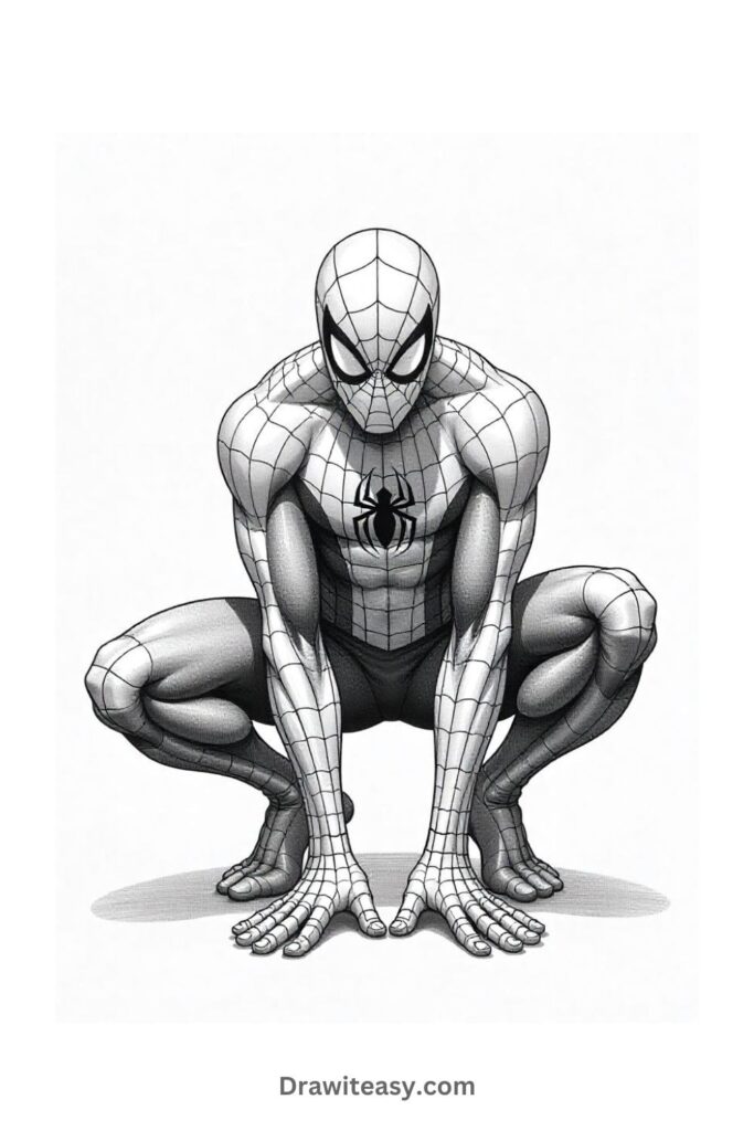 Spider-Man in Action Pose Outline (3)