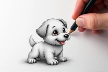 a person is drawing a cute dog on a paper