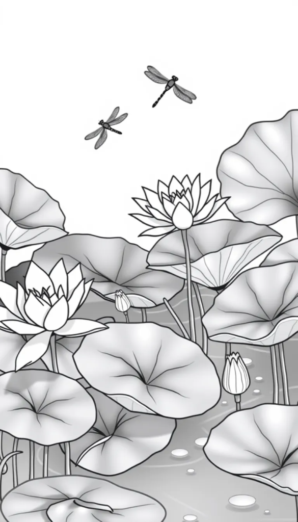 Water Lilies and Dragonflies