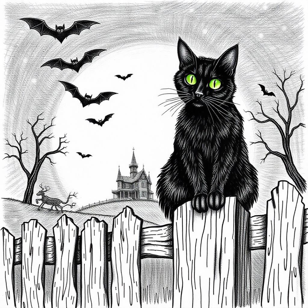Black Cat with Glowing Eyes