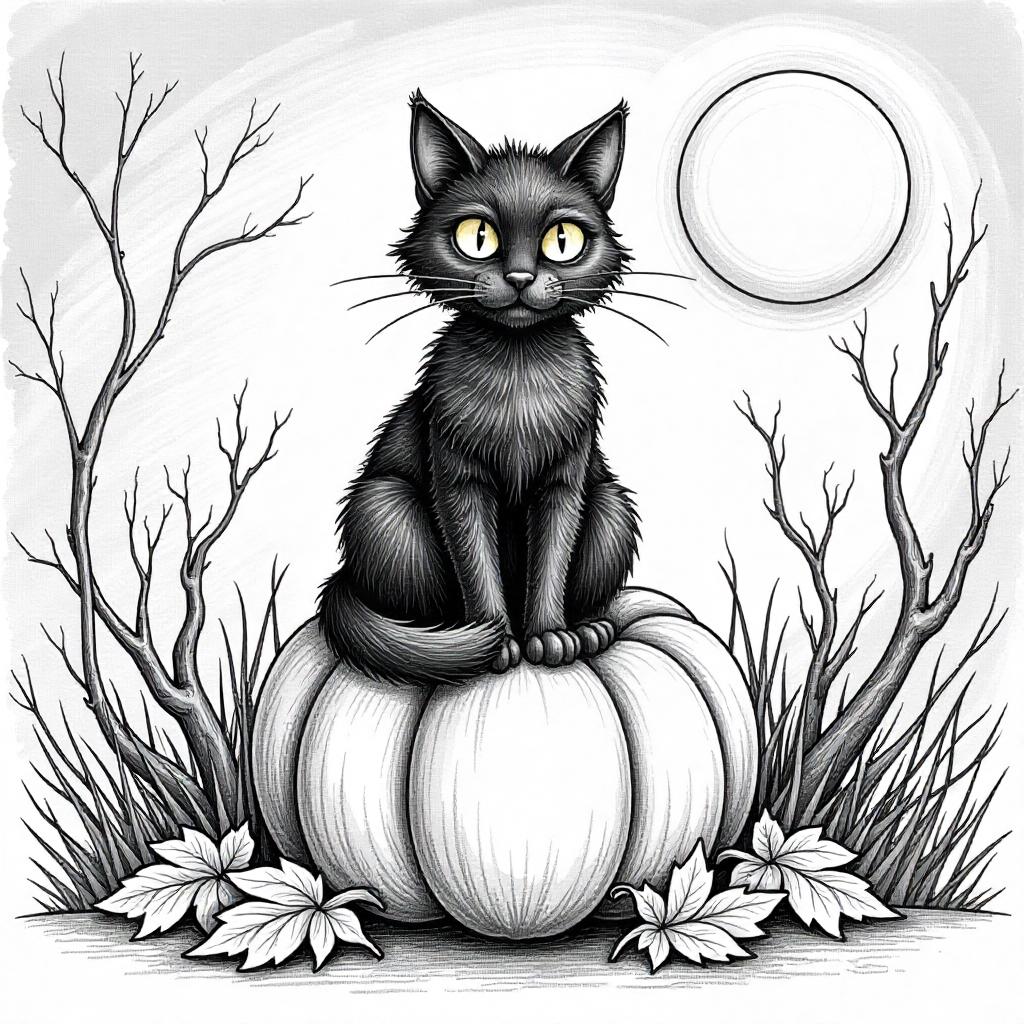 Black Cat with Glowing Eyes