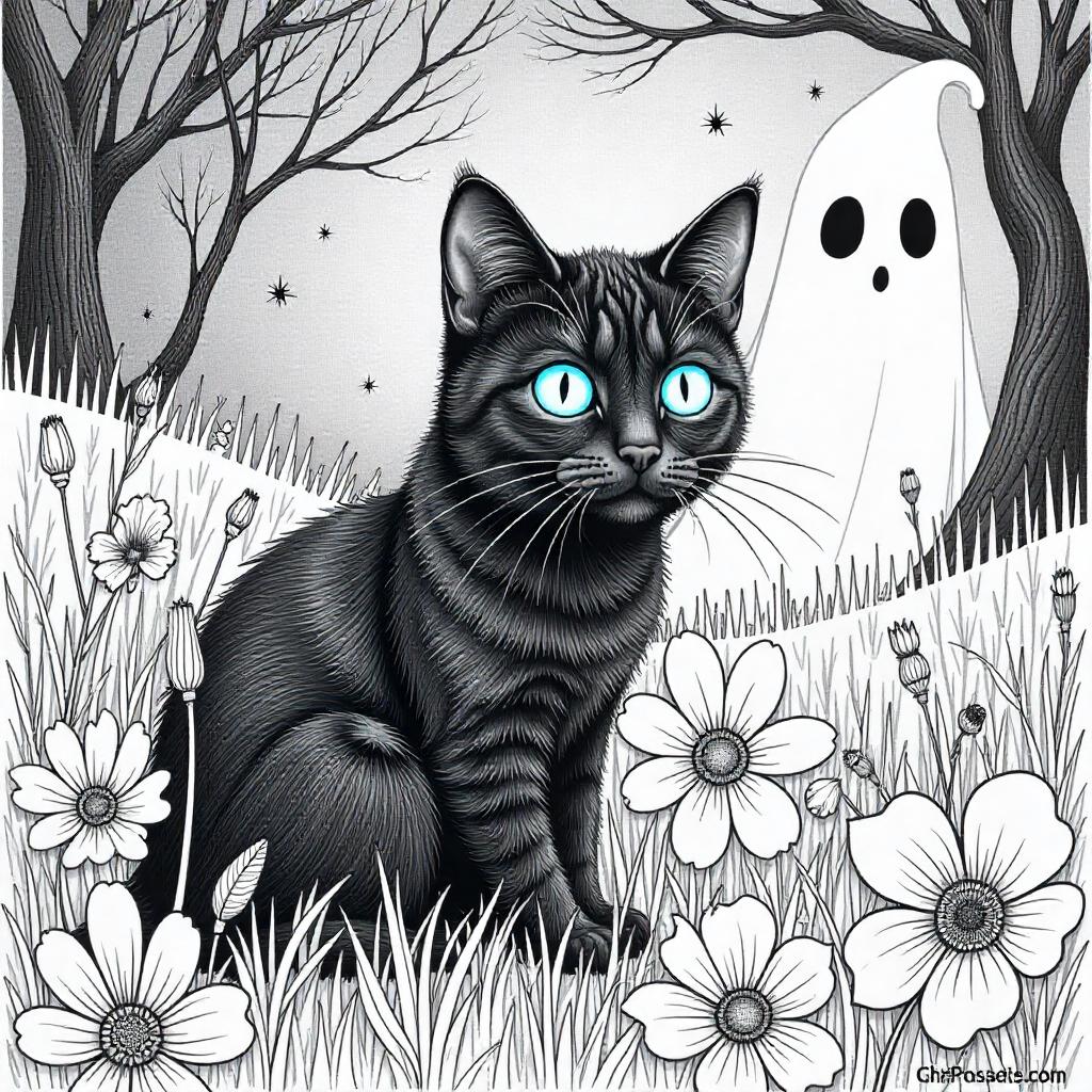 Black Cat with Glowing Eyes