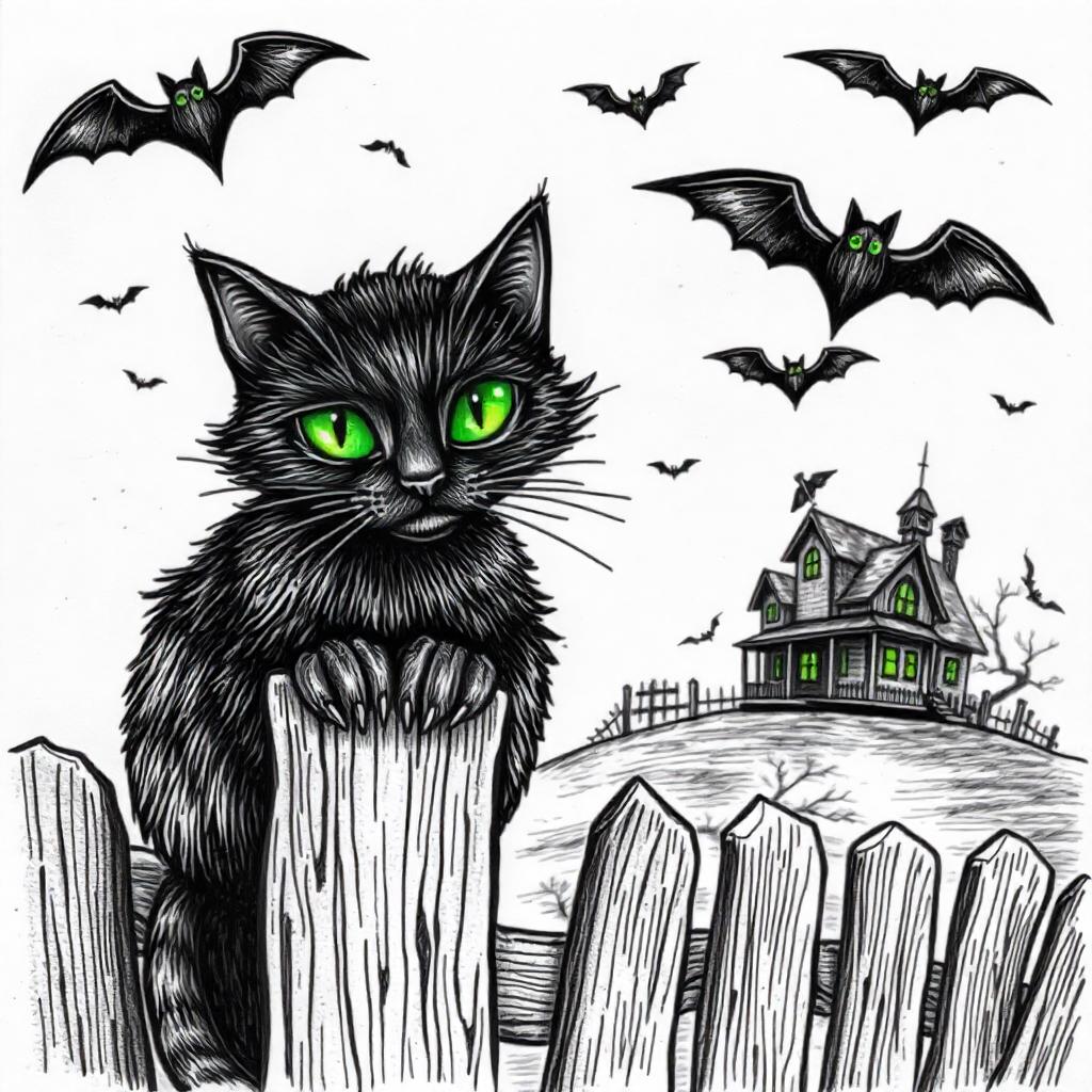 Black Cat with Glowing Eyes