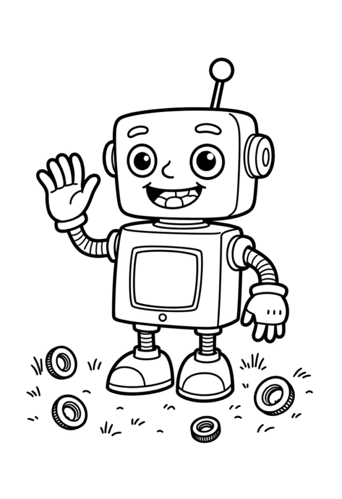 Friendly Robot Waving Hello
