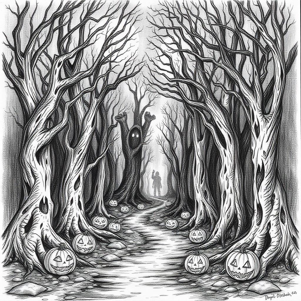 Mysterious Forest with Fog