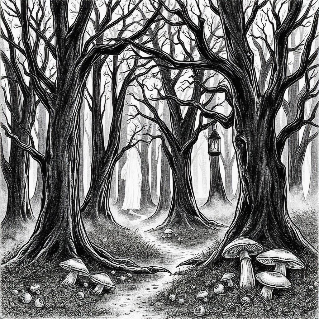 Mysterious Forest with Fog