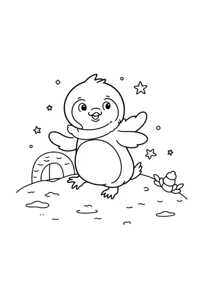 Penguin in the Snowy Night