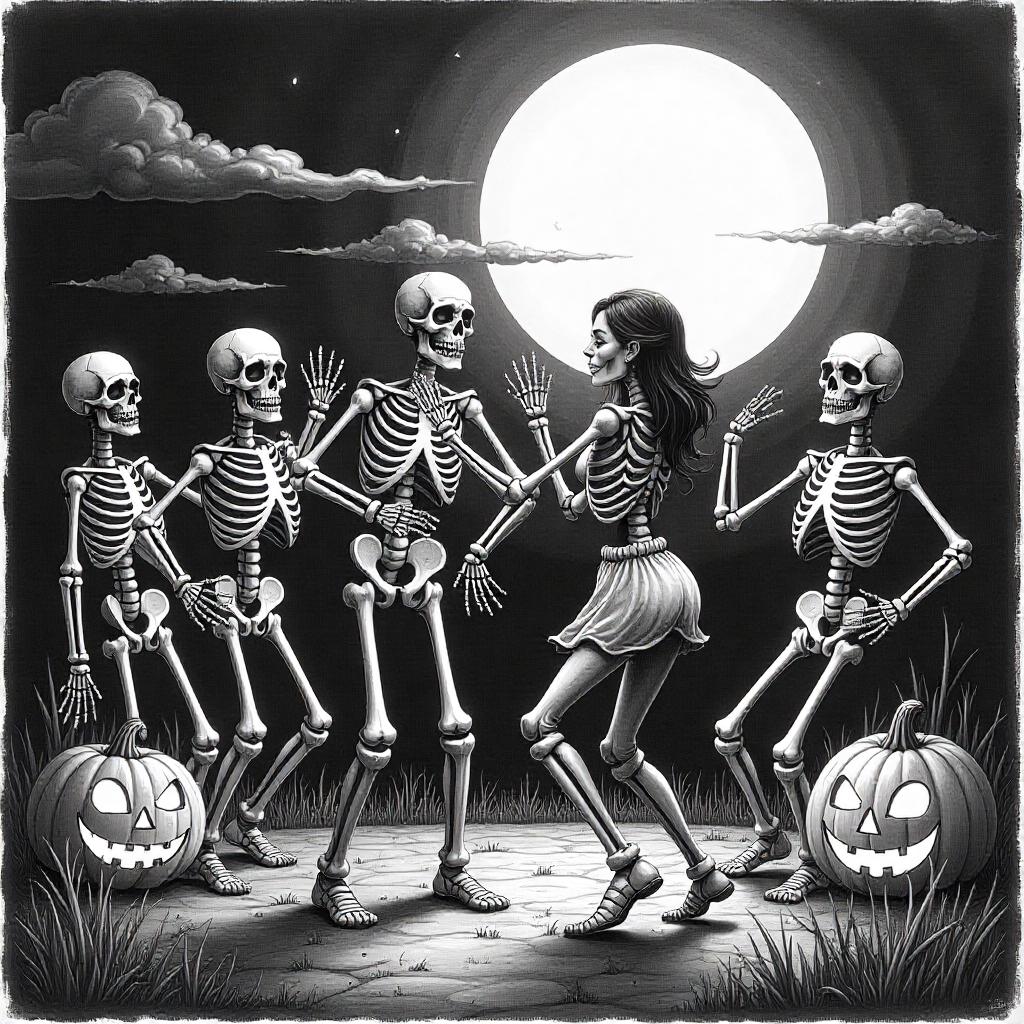 Skeletons Dancing Under the Moonlight
