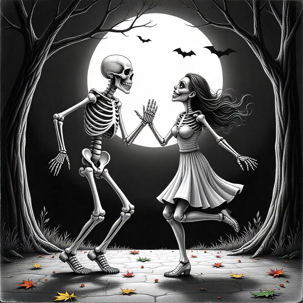 Skeletons Dancing Under the Moonlight