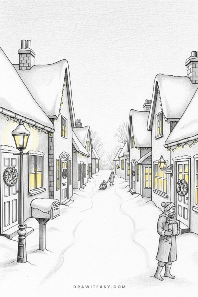 Cozy Village Street at Christmas