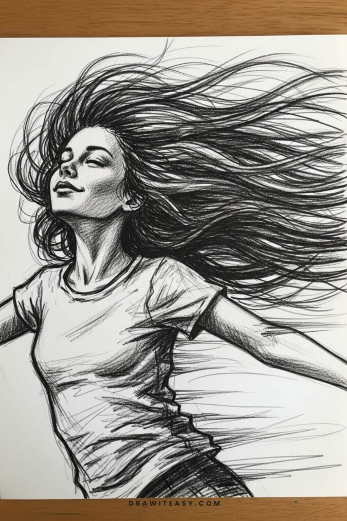 Girl with Flowing Hair