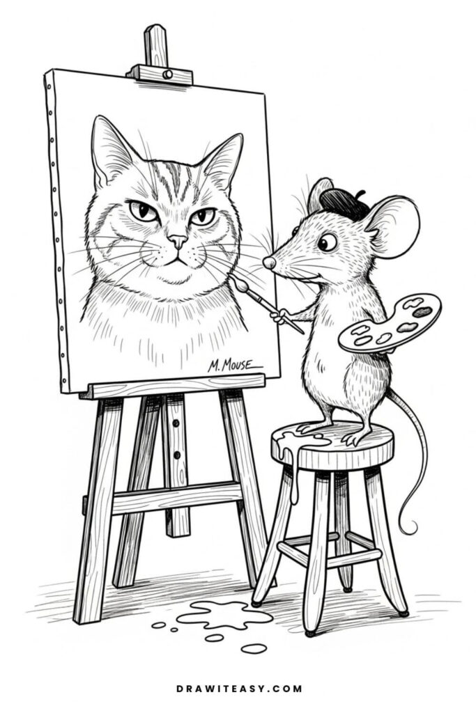 Mouse Painting a Portrait
