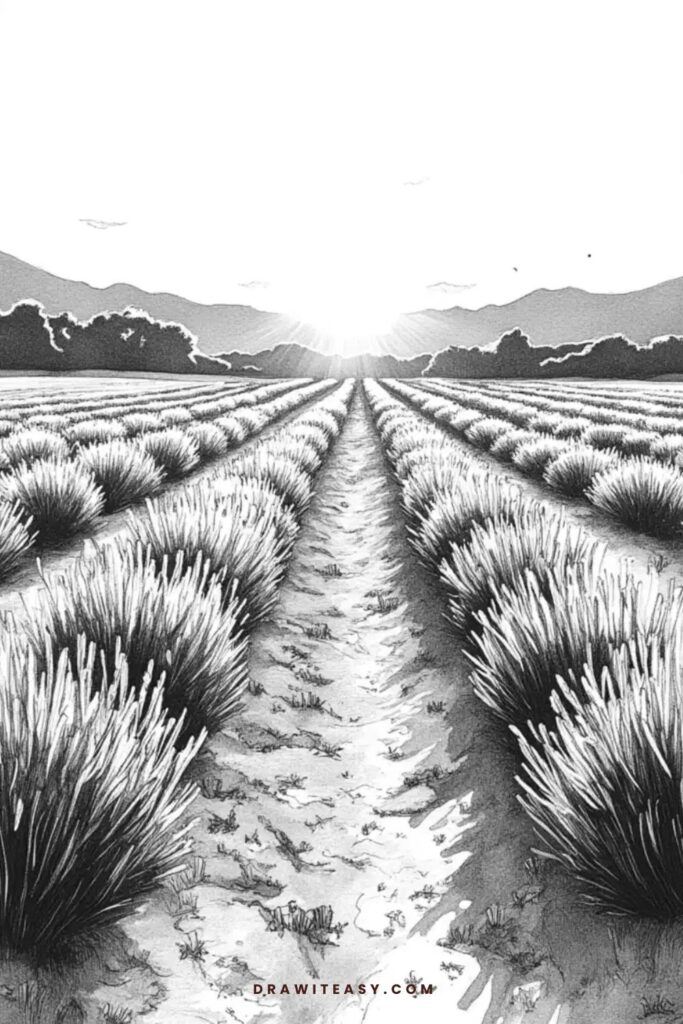 Golden Hour in a Lavender Field