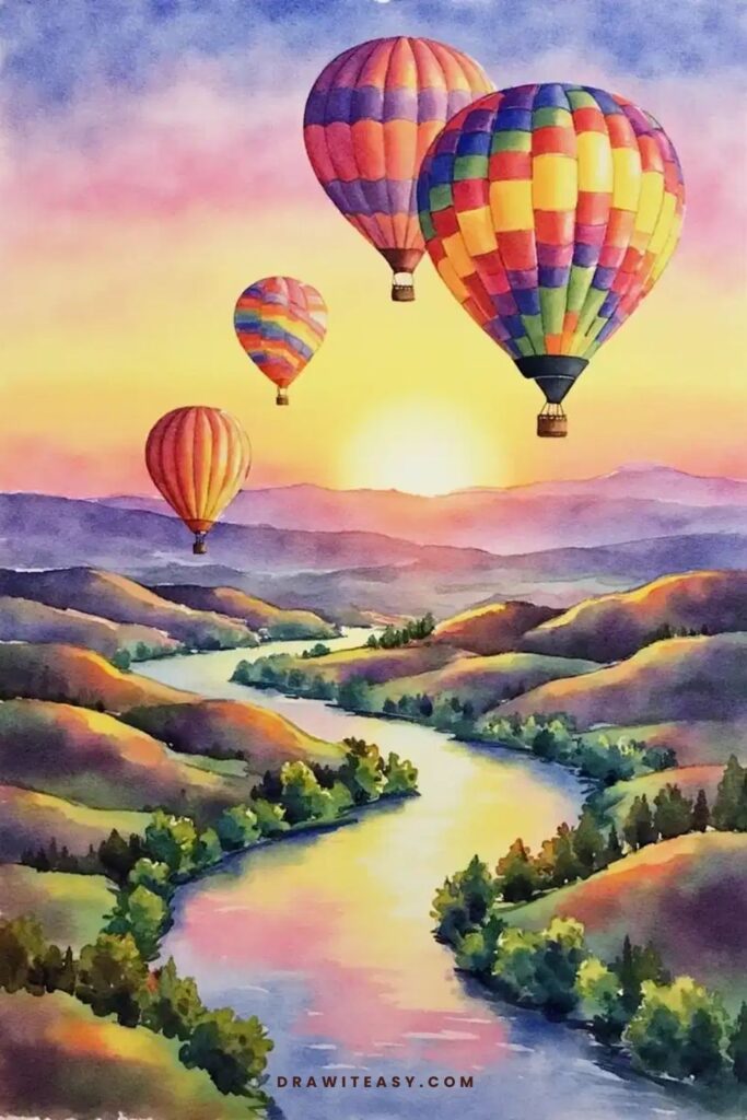 Hot Air Balloons at Sunset