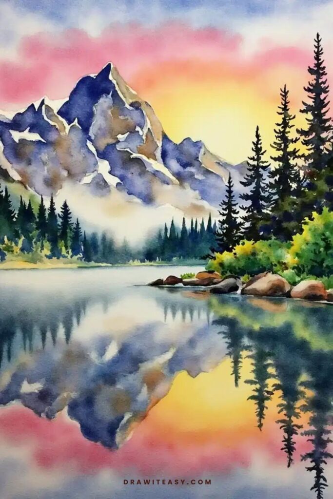 Mountain Lake at Sunset