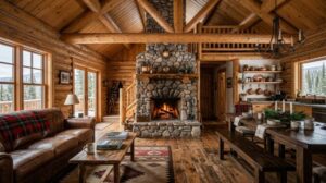 13 Cozy Pine Cabin Interior Design Ideas - Draw It Easy - Textile Design Ideas For Scandinavian Interior Decor