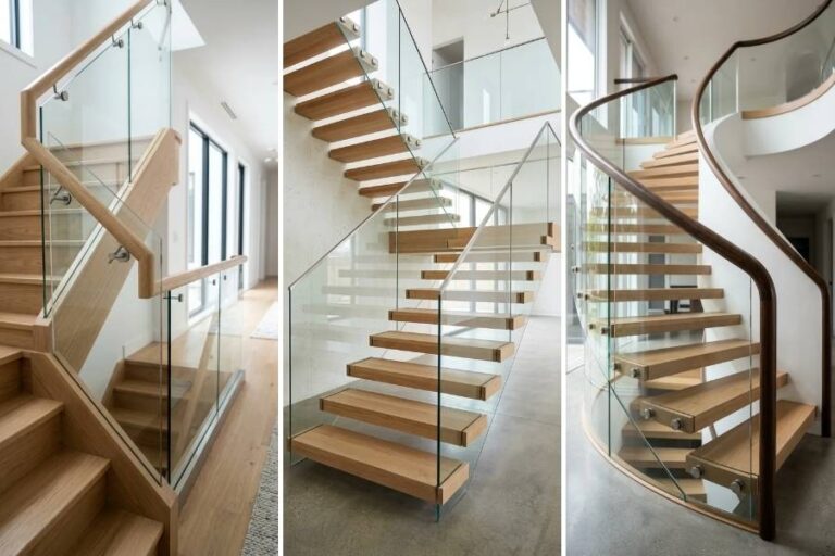 13 Beautiful Staircase Wooden and Glass Railing Design Ideas