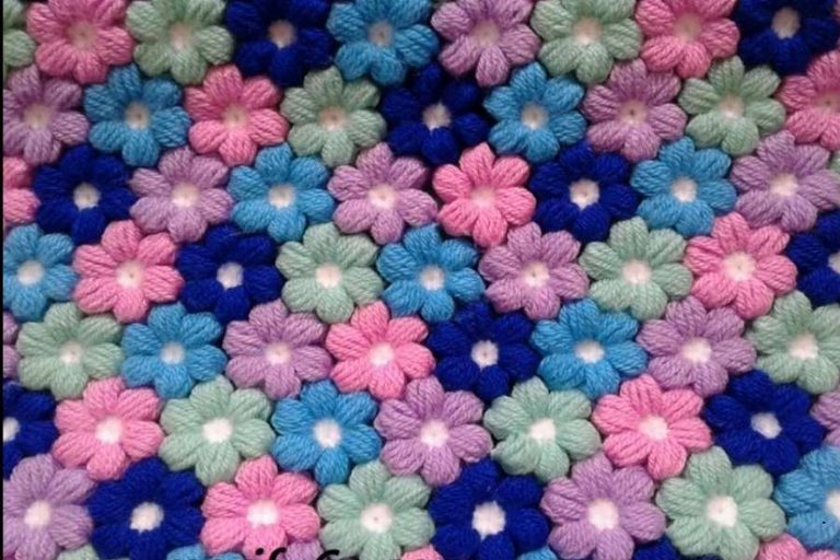 Beautiful Puff Flower Blanket Crochet Pattern Free to Make