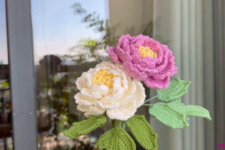 How to Crochet Pretty Peony Flowers Step by Step