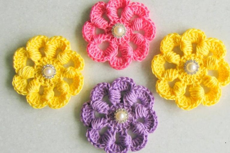 How to Crochet a Beautiful Braid Puff Stitch Flower
