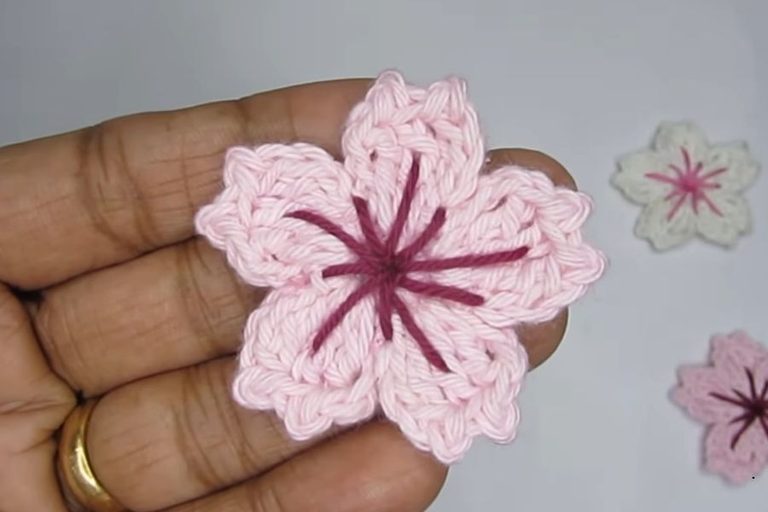 How to Crochet a Delicate Cherry Blossom Flower