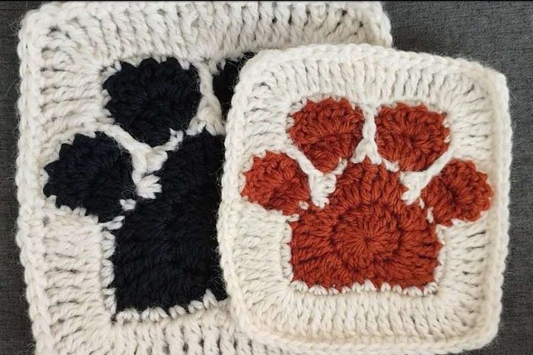 Crochet Paw Print Square for a Cute Handmade Project